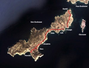 Itinerario dell'escursione a Kato Koufonissi;